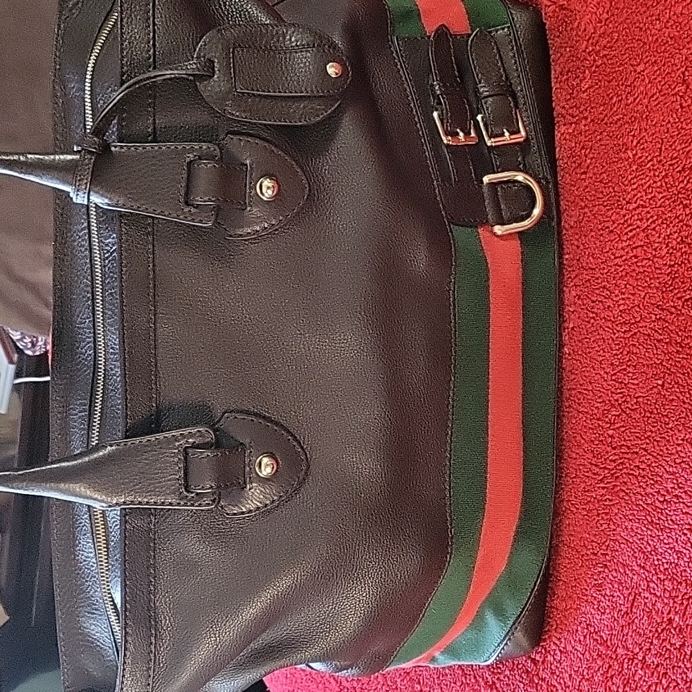 Authentic Gucci large brown leather Heritage tote / carry on bag